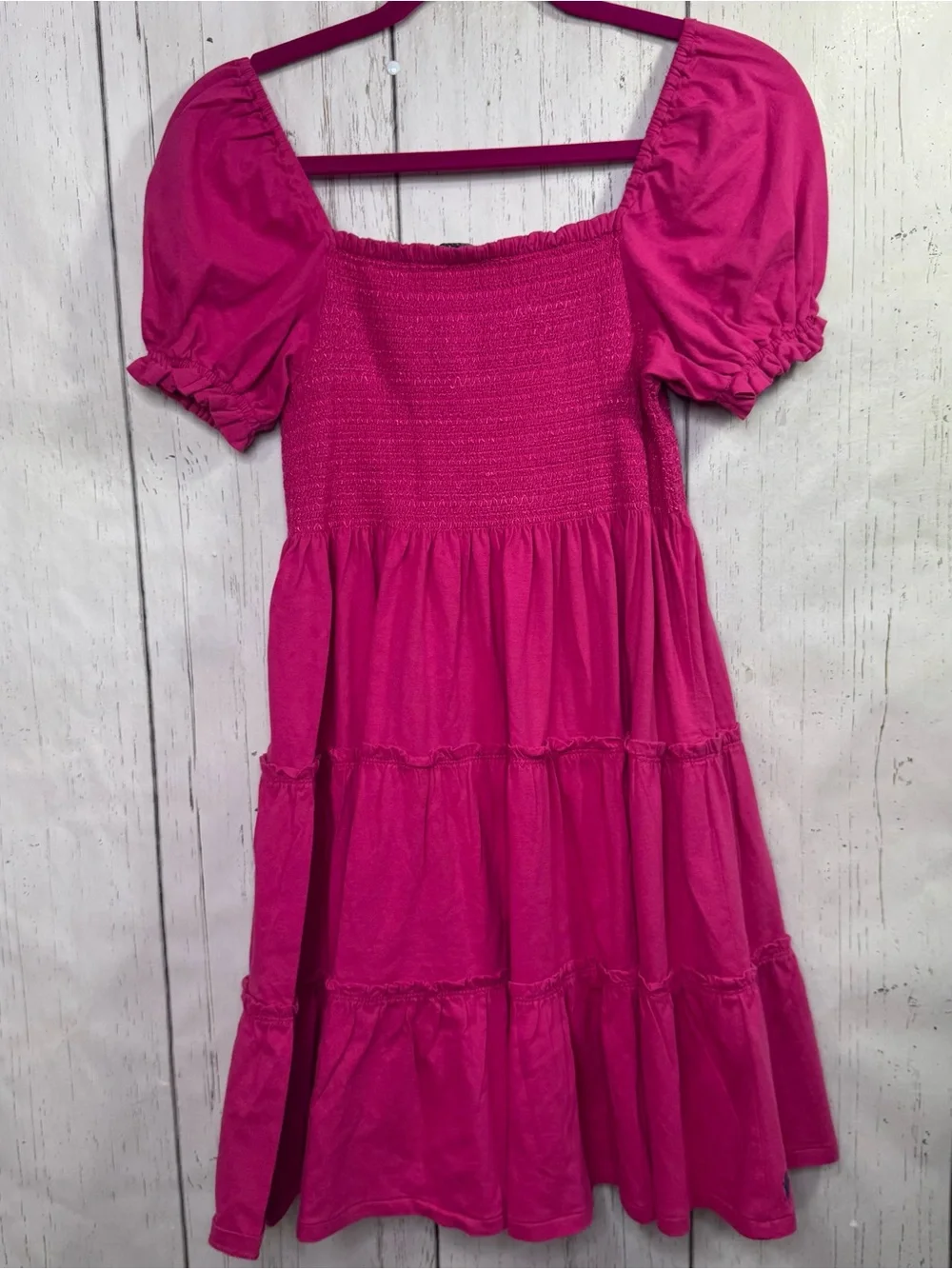 Polo Ralph Lauren Girls Pink Smocked Puff Sleeve Tiered Dress XL 16 NWT Preppy